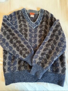Missoni Vintage  Blue & Gray Patterned V-Neck Sweater